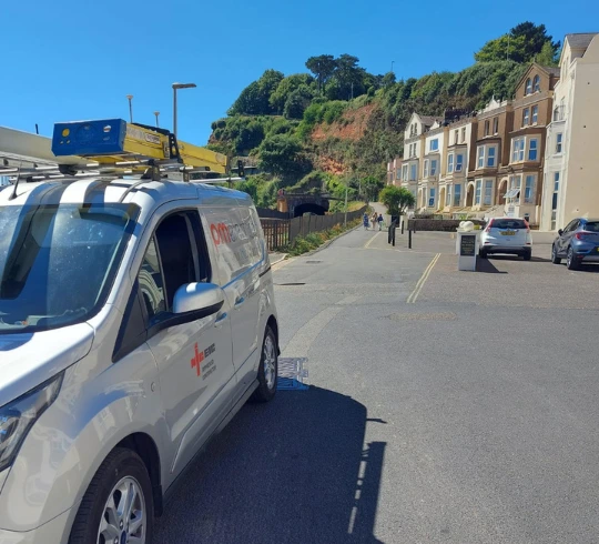 PM Electrical van parked in Dawlish